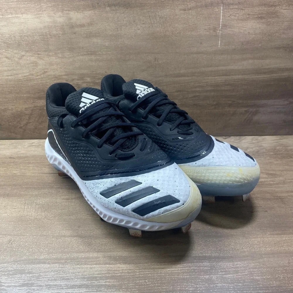 Adidas Icon Bounce Baseball Metal Cleat Womens 9 Black White G28305‎ Spikes
